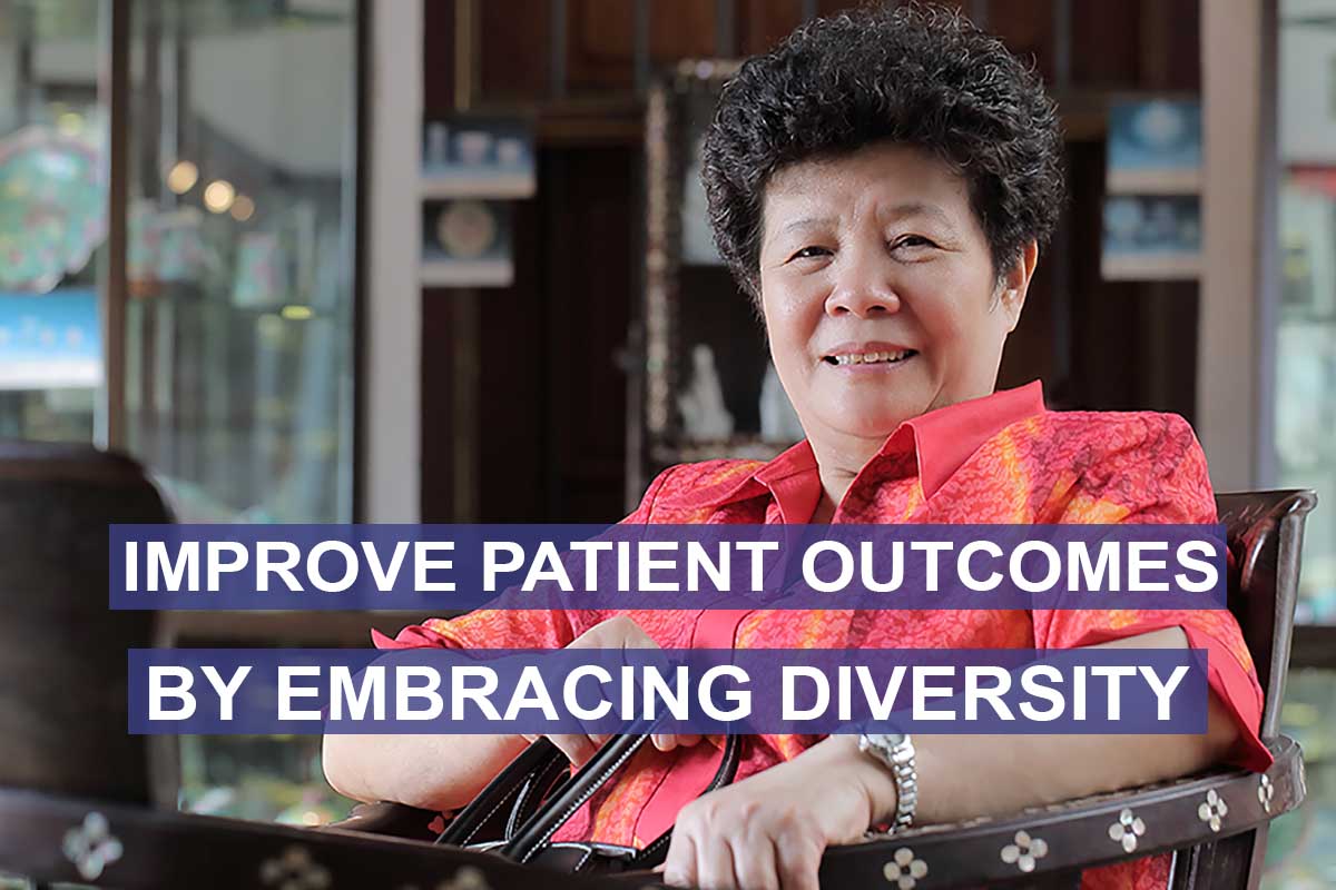 cultural diversity in healthcare is represented with a senior of Asian decent in home